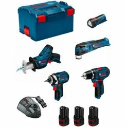 Auslauf 🌟 BOSCH Monster Kit Set K11 (GSR 12V-15 + GDR 12V-105 + GSA 12V-14 + GOP 12V-28 + GLI 12V-80 + 3x2,0 Ah + GAL1230CV + L-Boxx 238) 👍