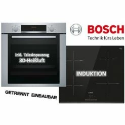 Coupon 🔥 Bosch Backofen-Set HBA3140S0 Mit Induktions-Kochfeld PUE631BB2E Facette 💯
