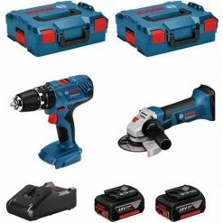 Am billigsten 😉 BOSCH Kit 18V BSK182M2A (GSB 18V-21 + GWS 18-125-VLI + 2 X 4,0 Ah + GAL18V-40 + 2 X L-Boxx 136 ) 🌟