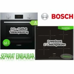 Billig 👏 Bosch HERDSET AUTARK INDUKTION Edelstahl Backofen 3D Heißluft + Induktionskochfeld 60cm Bräterzone NEU 👏