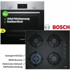 Brandneu 🎉 Bosch Backofen Mit Bosch Gaskochfeld - Autark, 59 Cm, Teleskopauszug, EcoClean ❤️