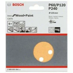 Rabatt 👏 Bosch Accessories Best For Wood 2608605084 Exzenterschleifpapier-Set Mit Klett, Gelocht Körnung Num 🔔 -BOSCH SHOP 45990420 2