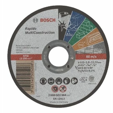 BOSCH TRENNSCHEIBE RAPIDO MC 115 X1,0MM GERADE Aktion 😀 BOSCH TRENNSCHEIBE RAPIDO MC 115 X1,0MM GERADE 🎉 -BOSCH SHOP 49534075 1